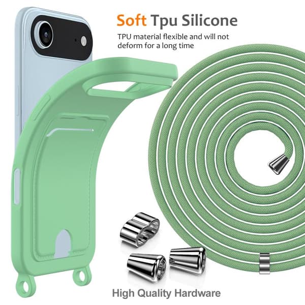 iPhone 17 Air Skal med Lanyard - Solid Färg av Flytande Silikon Grön