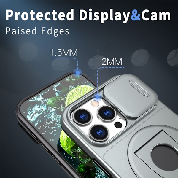 iPhone 16 Pro Max Camshield MagSafe Ring Holder Armor Skal Titangrå