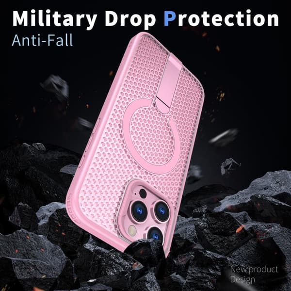 iPhone 16 Pro Max Honeycomb Kylning MagSafe Skal Rosa