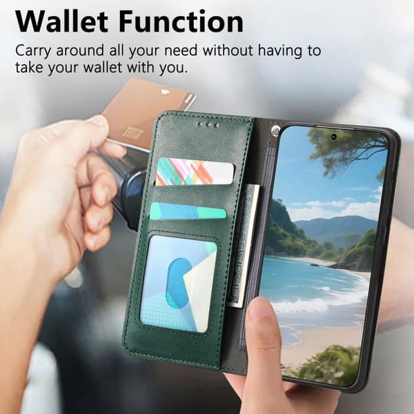 iPhone 18 Pro / iPhone 17 Pro Skal Läderfodral med Elastisk Handledsrem och Magnetisk Sugfunktion Grön