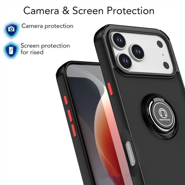 iPhone 17 Pro Max Skal TPU + PC med Ring Svart + Svart