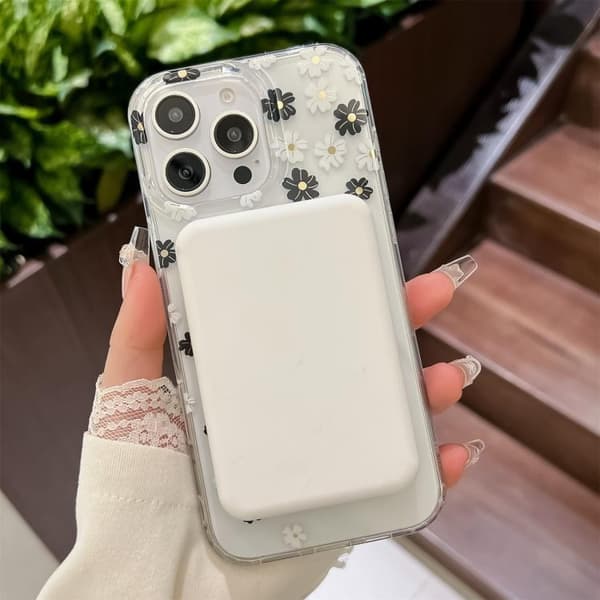 iPhone 16 Pro Dual-sidig Laminering IMD MagSafe Skal Blå blommor