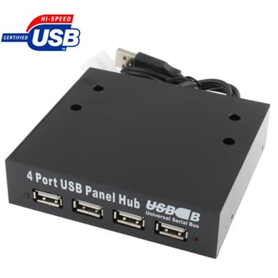 4-Port USB 2.0 Panelhub med Inbyggd Kortläsare