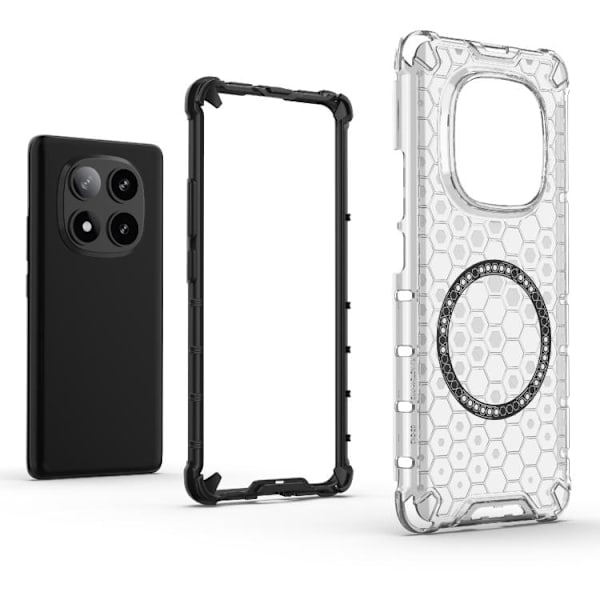 Redmi Note 14 Pro 5G - Honeycomb Magnetisk Ring Stötsäker Mobilskal Blå