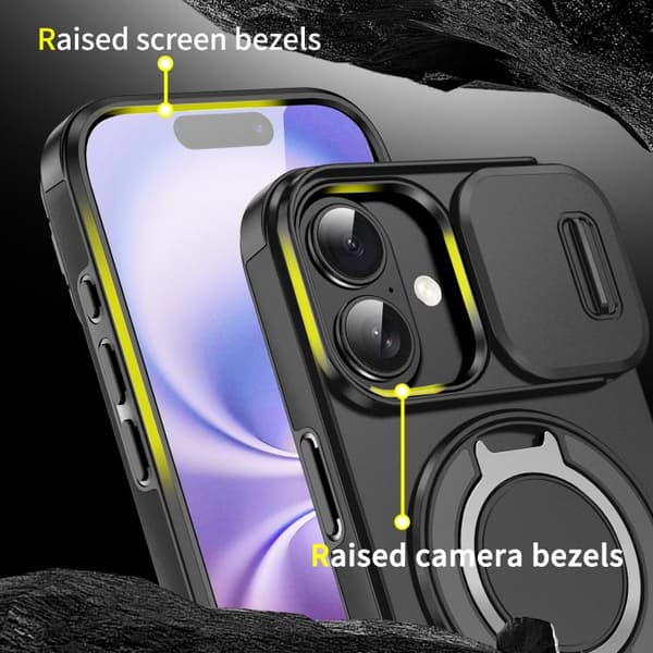 iPhone 17 Skal med Sliding Camshield Ring Holder Svart