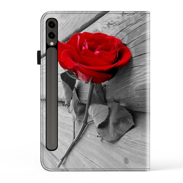 Samsung Galaxy Tab S9+/S9 FE+ Läderfodral med Kristalltextur Ros