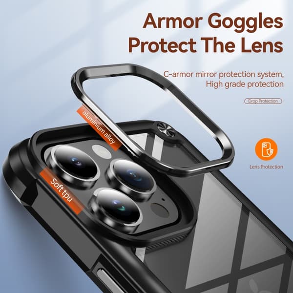 iPhone 16 Pro TPU + PC Linsskydd Skal Svart