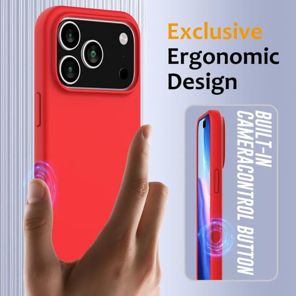 iPhone 18 Pro / iPhone 17 Pro Shockproof Silikon Skal med MagSafe Röd