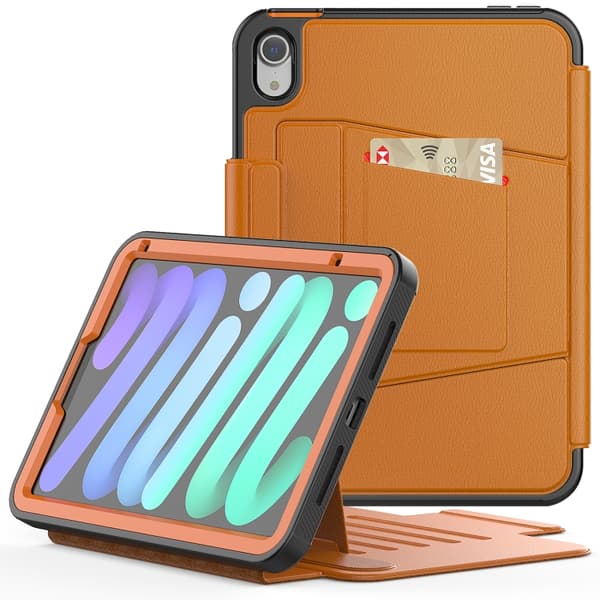 iPad mini 6 / mini 2024 Skal - Smart B Magnetiskt Läderfodral Brun