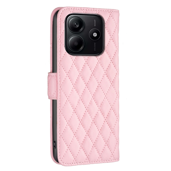 Redmi Note 14 5G - Diamantmönster Plånboksfodral i Läder Rosa