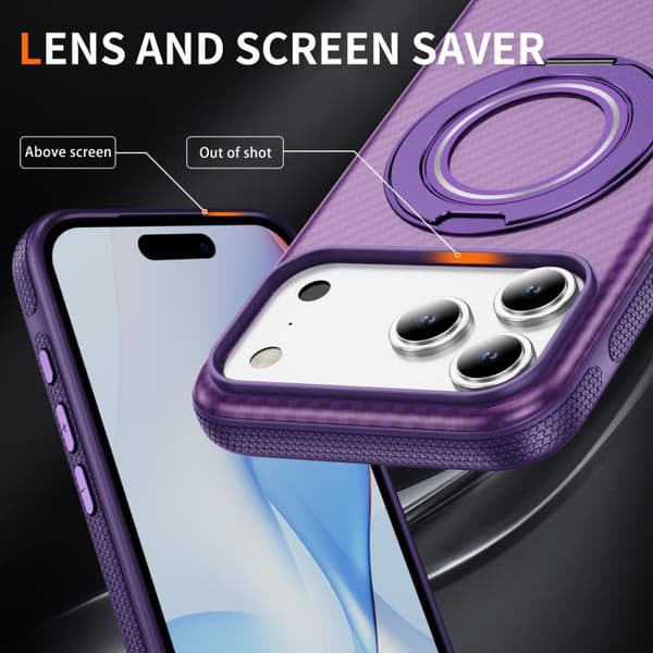 iPhone 18 Pro Max / iPhone 17 Pro Max Skal - Kolfiber med C-Typ MagSafe Ljust lila + lila