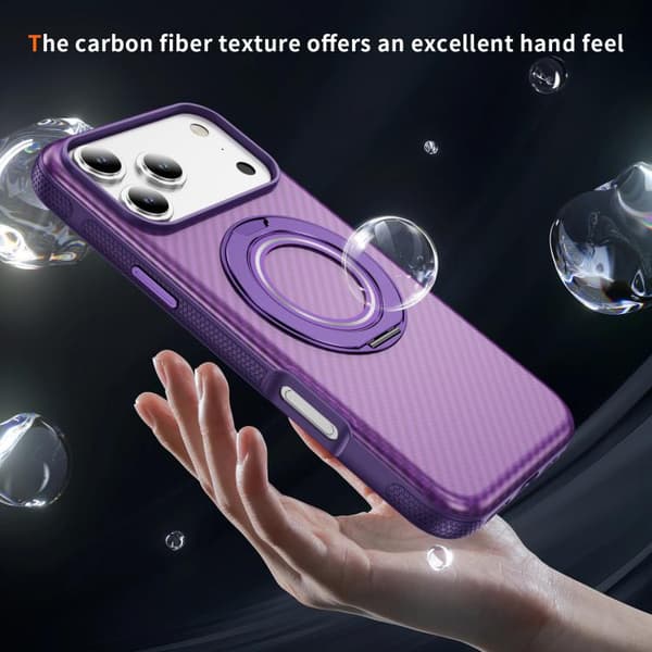 iPhone 18 Pro Max / iPhone 17 Pro Max Skal - Kolfiber med C-Typ MagSafe Ljust lila + lila