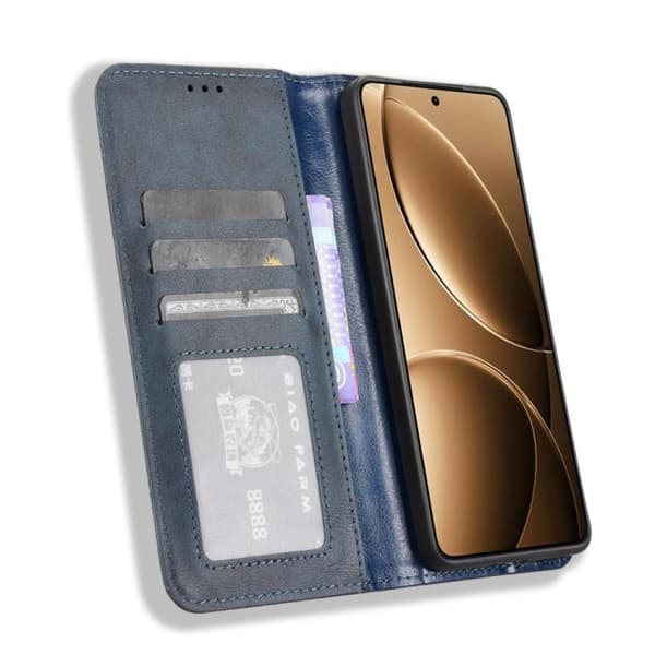 Redmi K80 / K80 Pro - Magnetisk Spänne Retro Textur Läder fodral Blå