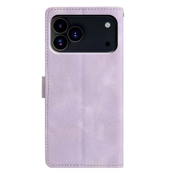 iPhone 18 Pro Max / iPhone 17 Pro Max Skal Läderfodral med Trianglar Prägling Purpur