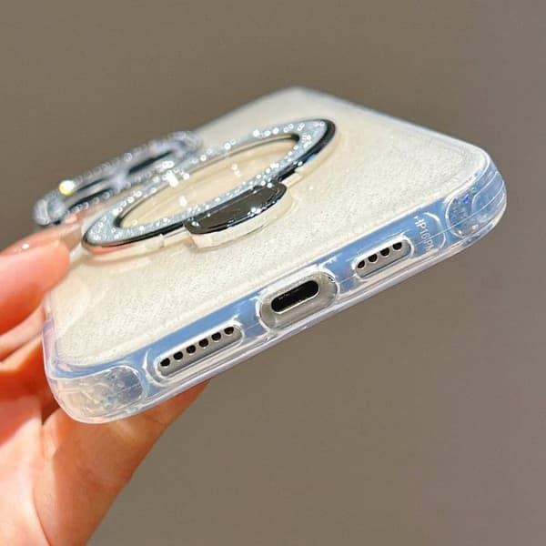 iPhone 17 Skal med Gradient Glitter Diamanter och MagSafe Ljusgul