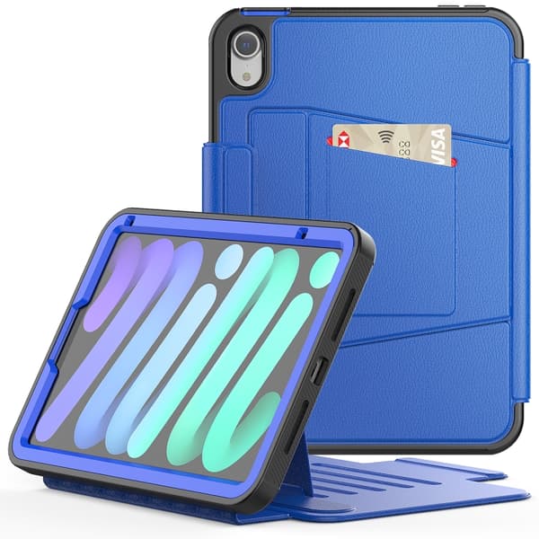 iPad mini 6 / mini 2024 Skal - Smart B Magnetiskt Läderfodral Blå