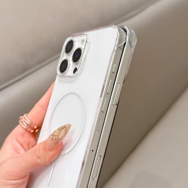 iPhone 16 Pro Max Halvram Transparent PC MagSafe Skal Orange
