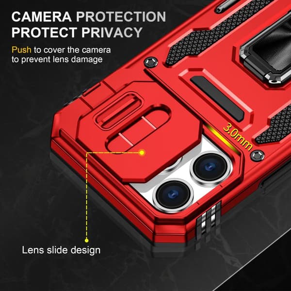 iPhone 17 Pro Max Skal med Armor PC + TPU Kameraskydd Röd