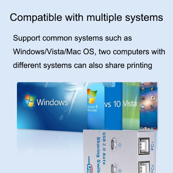 SW68 2-in-1 USB Printer Switcher - Manual Print Sharer for 2 Computers, Black