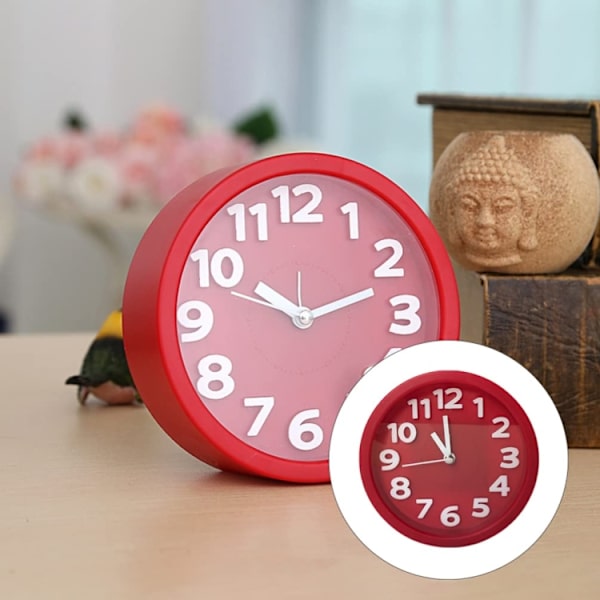 Rund 12cm godisfärg stereo digital tyst väckarklocka barn student väckarklocka (rosa)