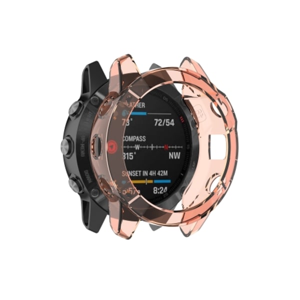 För Garmin Fenix ​​6/6 Pro Smart Watch Half Coverage TPU case Transparent Orange