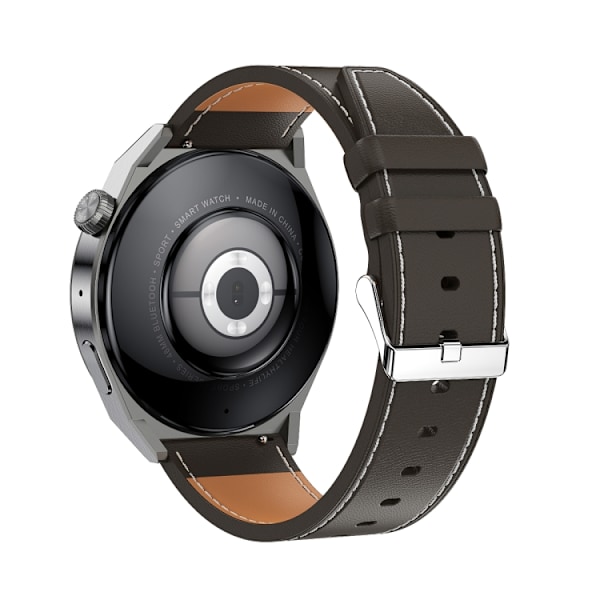 Ochstin 5HK46P 1,36 tum rund skärm läderrem smartklocka med Bluetooth-samtalfunktion Brun