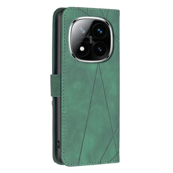 Redmi Note 14 Pro 5G / Note 14 Pro+ 5G - Magnetisk Spänne Rombisk Textur Läder fodral Grön