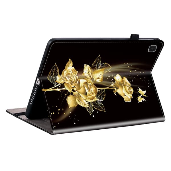 Samsung Galaxy Tab A7 Lite 8.7 Läderfodral med Kristalltextur Guldfjäril Ros
