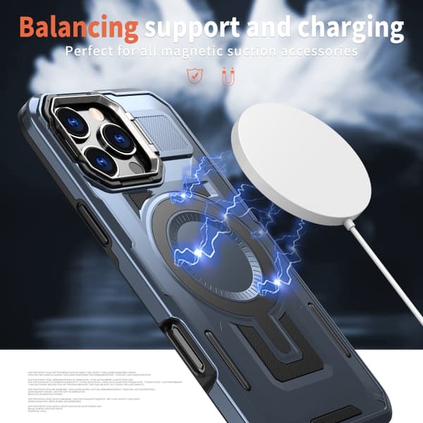 iPhone 16 Pro Skal med Shield Hollow Frame och MagSafe Marinblå