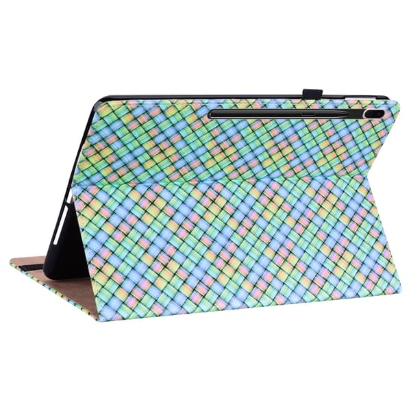 Samsung Galaxy Tab S8/S7 Flip Leather Case med Färgväv och Ställ Regnbåge