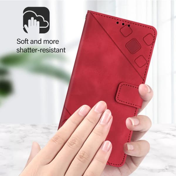 iPhone 18 Pro Max / iPhone 17 Pro Max Skal läderfodral - präglad läder med skinnkänsla Röd