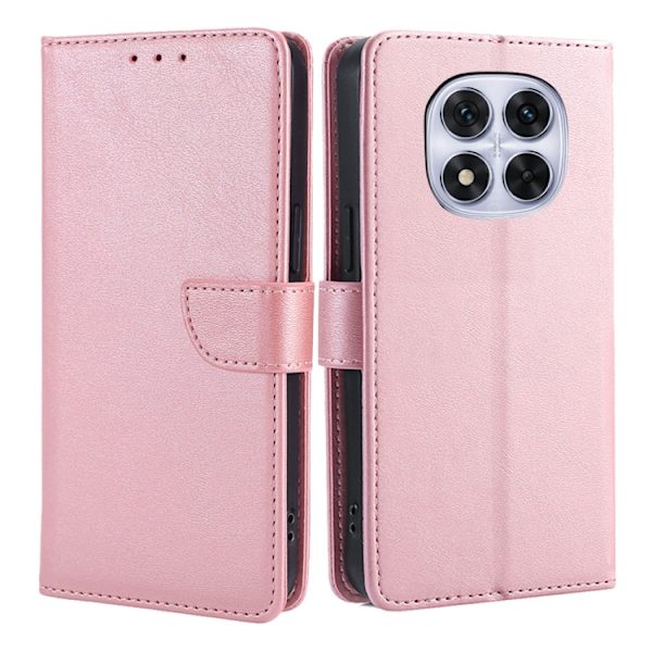 Redmi Note 14 Pro 5G - Läderfodral med Kalvtextur och Spänne Roséguld