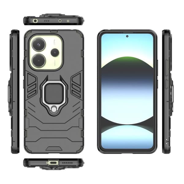 Redmi Note 14 4G - Magnetisk Ringhållare PC + TPU Mobilskal Svart