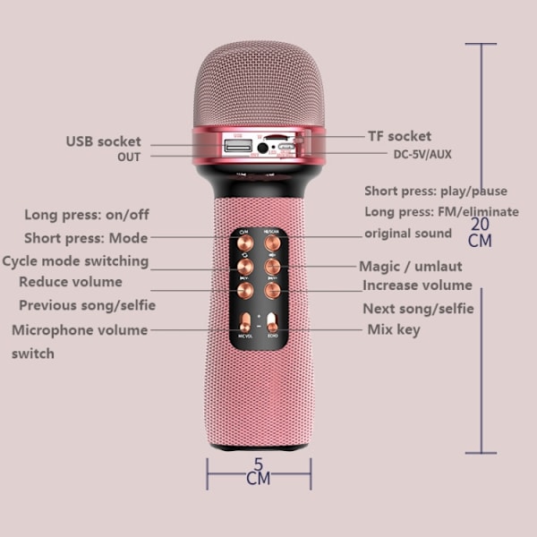 WS898 Live trådlös Bluetooth-mikrofon med ljudfunktion (blå)