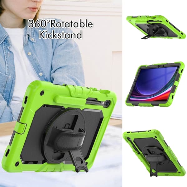 Samsung Galaxy Tab S8/S7 Silikon + PC Tabletfodral Gul Grön+Svart