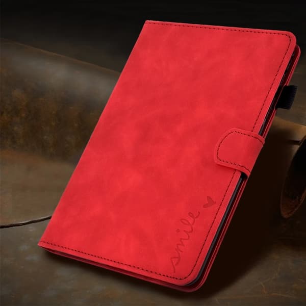 iPad Pro 11 2024 Skal - Embossad Smile Smart Läderfodral Röd
