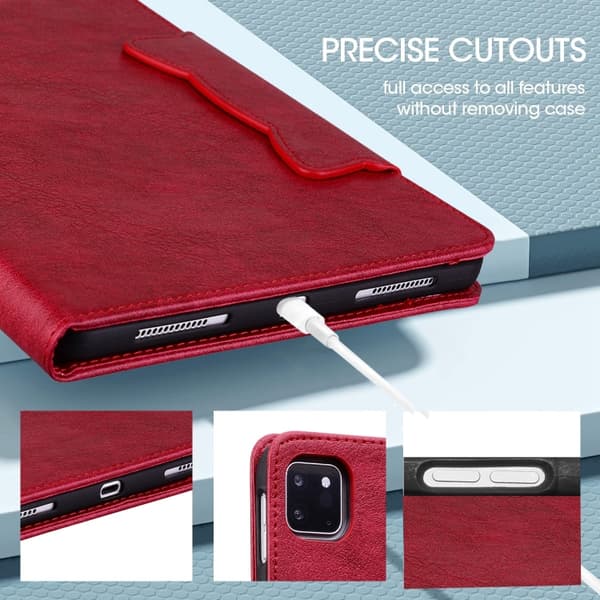 Samsung Galaxy Tab A9+ / A11+ Cat Buckle Läderfodral Röd