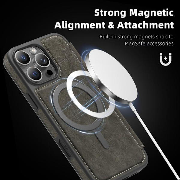 iPhone 16 Pro Linton MagSafe Läderfodral Skal Grå
