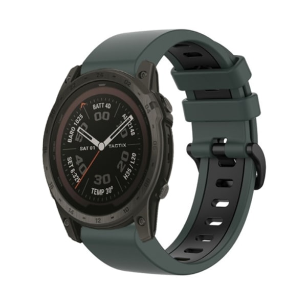 För Garmin Tactix 7 Pro 26mm silikon watch i två färger Olive Green-Black