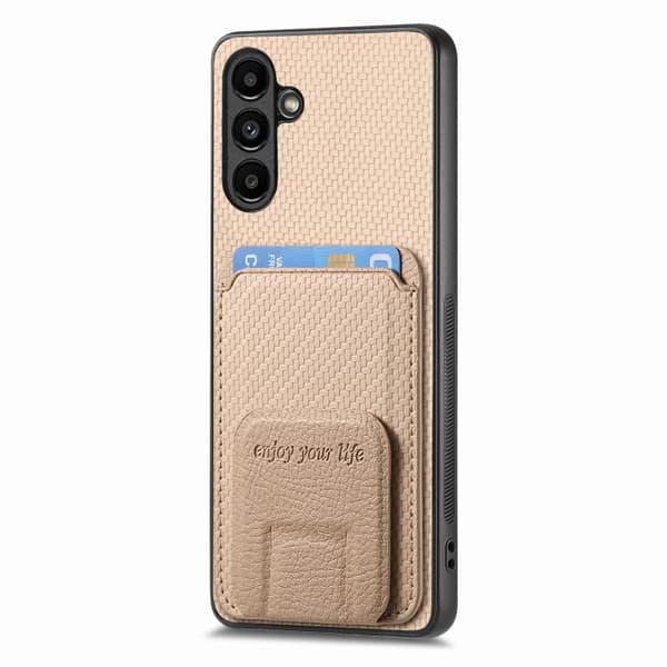 Samsung Galaxy Note20 Ultra Skal i Kolfiber med Kortficka och Fällbart Ställ Kaki