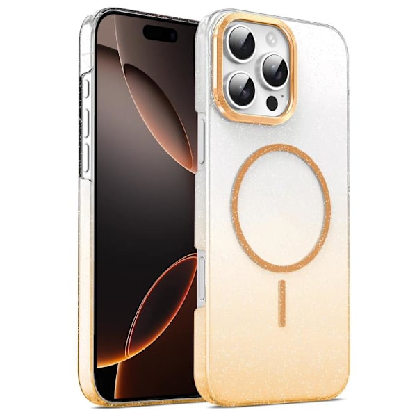iPhone 16 Pro Max Skal Guld Diamant Glittrande Gradient MagSafe Stötsäker Guld