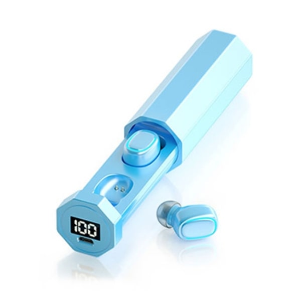 C1 Bluetooth 5.0 TWS Polygonal Touch Digital Display True Wireless Bluetooth-hörlurar med laddningsbox Blå