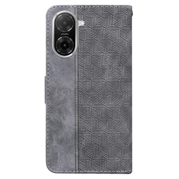 Redmi A5 4G - Geometriskt Prägling Läderfodral Grå