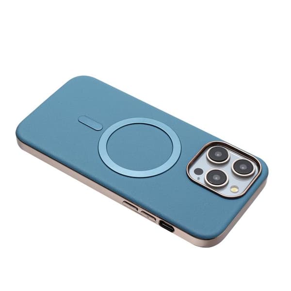iPhone 16 Pro Max Solid Color Pläterad MagSafe Full Coverage Skal Babyblå