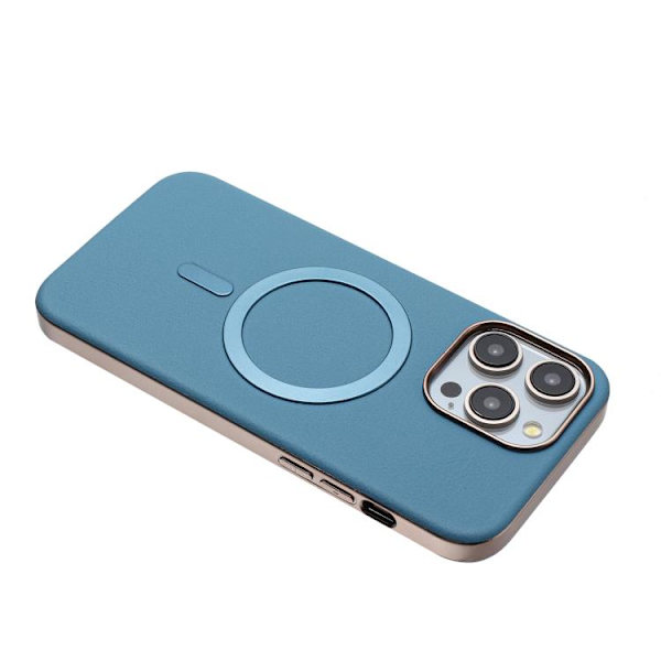 iPhone 16 Pro Solid Color Pläterad MagSafe Full Coverage Skal Babyblå