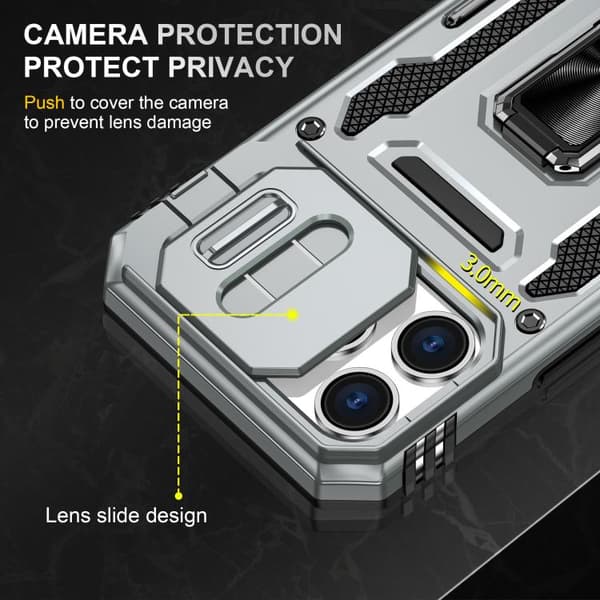 iPhone 18 Pro / iPhone 17 Pro Skal med Armor PC + TPU Kameraskydd Grå