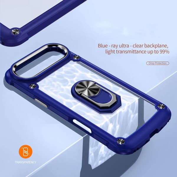 iPhone 17 Air Skal med TPU + PC Linsskydd och Ringhållare Blå