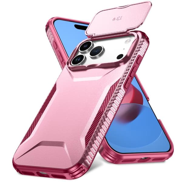 iPhone 18 Pro Max / iPhone 17 Pro Max Skal med Sliding Camshield Rosa + Rosröd