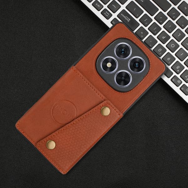Redmi Note 14 Pro+ 5G - Magnetiskt Mobilskal med Dubbel Spelkortsfack Brun