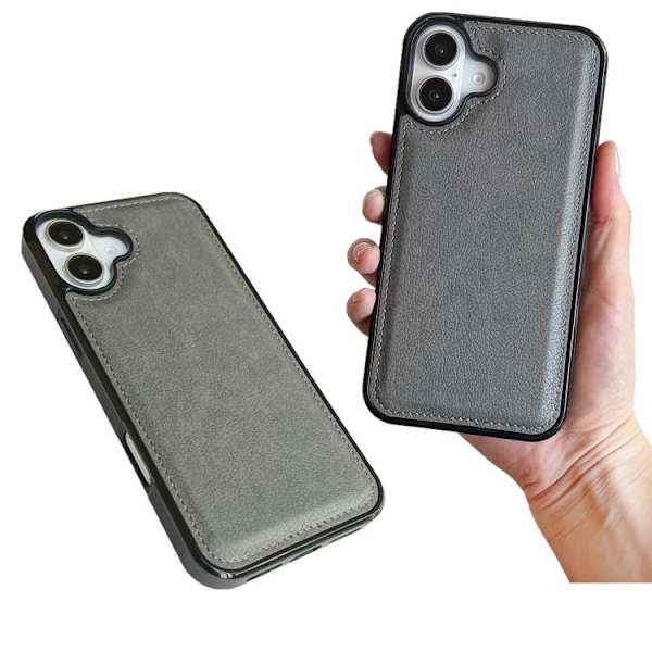 iPhone 17 Skal - Lädertextur Grå
